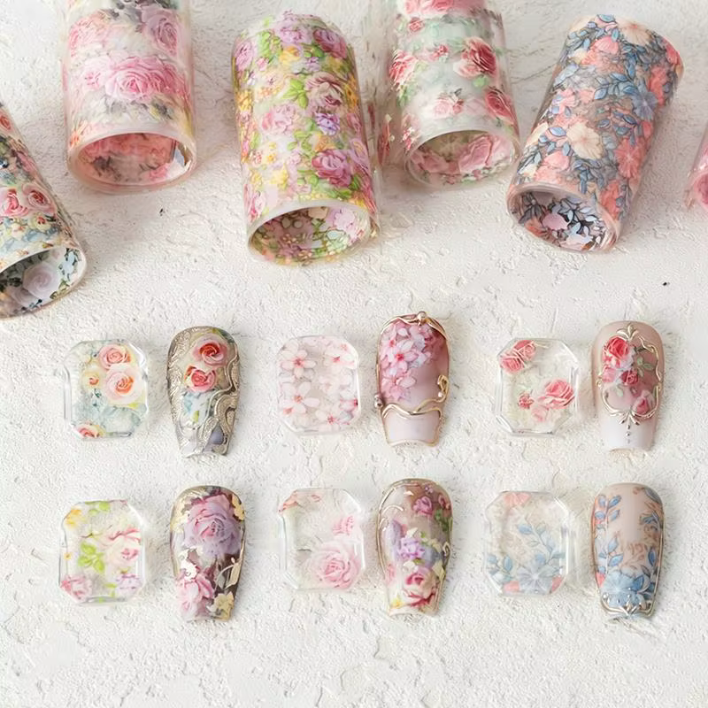 Feuille de transfert pour nail art motif rose