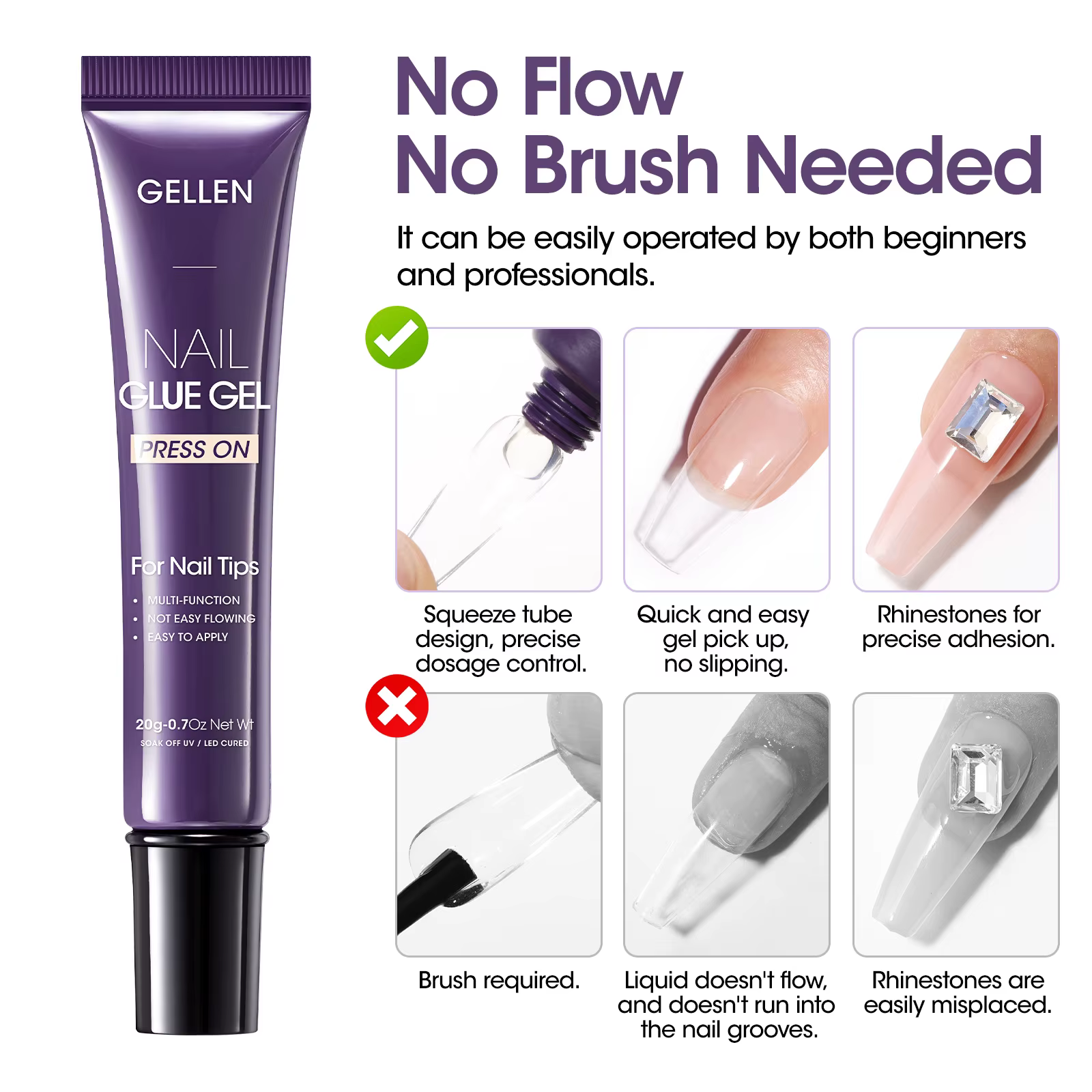 GELLEN Colle à ongles semi-solide 4 en 1
