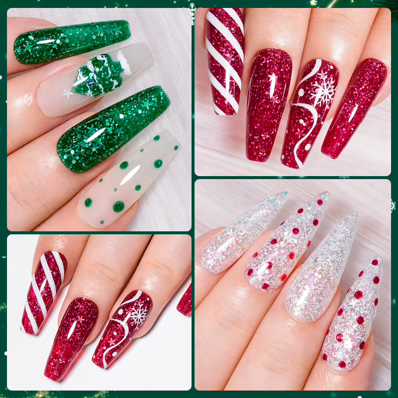 Verhéritage à Ongles en Gel à Paillettes Brillantes de Noël