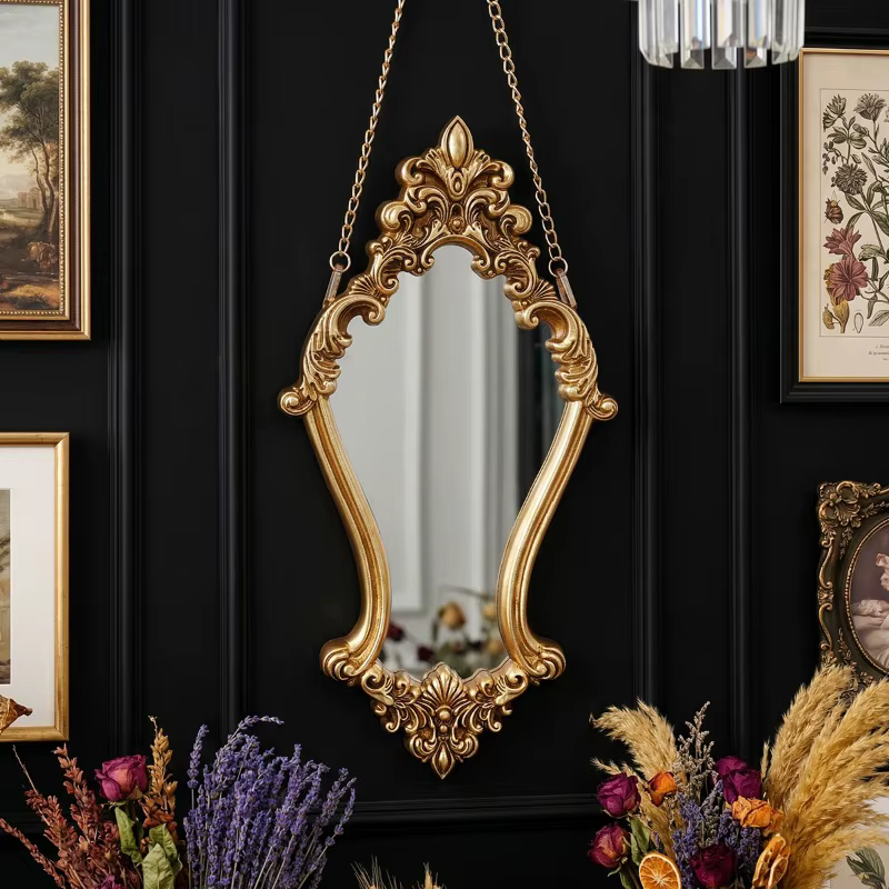 Miroirs décoratifs vintage pour mur, miroir mural antique suspendu, avec chaîne, miroir décoratif pour salon, chambre, salle de bain, entrée