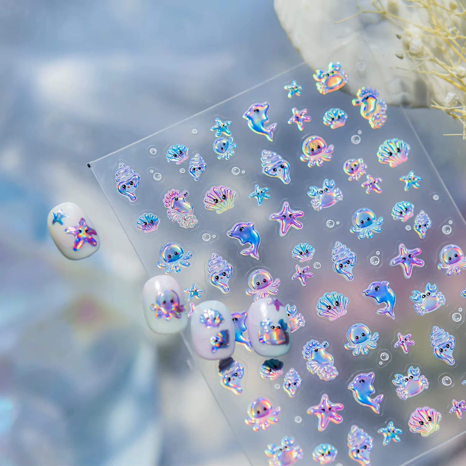 Autocollants pour Nail Art en gelée d'océan
