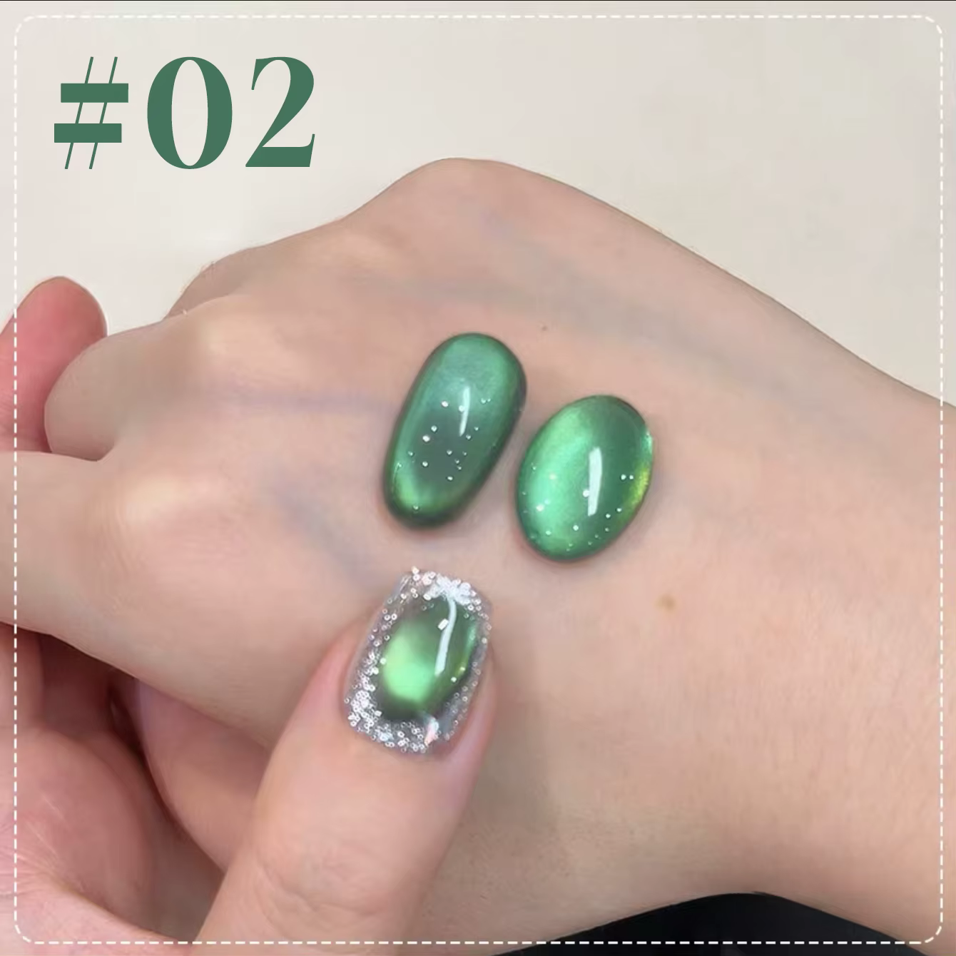 12ML 1-16 pièces 2025 nouvelles fournitures pour ongles Huai Shui bambou pavillon stroboscopique vert perle de verre