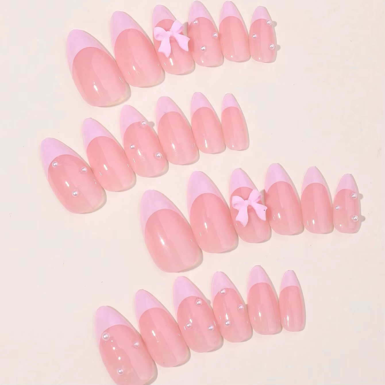 Faux ongles français pointus rose