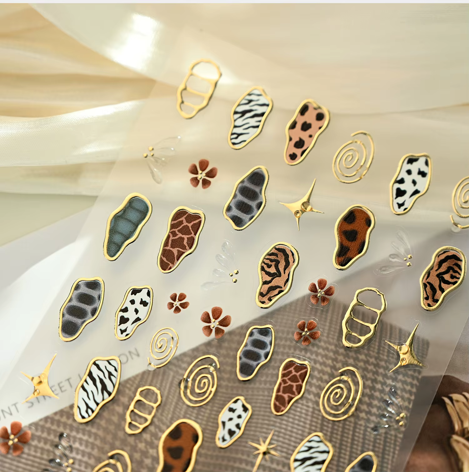 Autocollants pour ongles à motif animal rétro