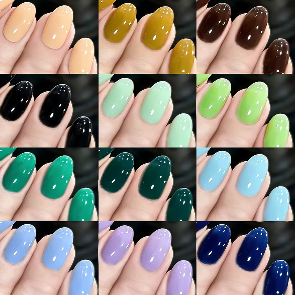24 couleurs (288 pièces) Faux ongles courts ovales colorés