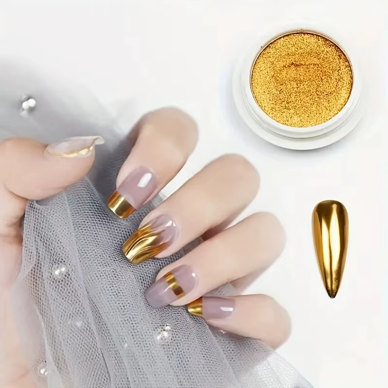 1 pot métallique miroir Chrome poudre à ongles holographique Laser argenté doré