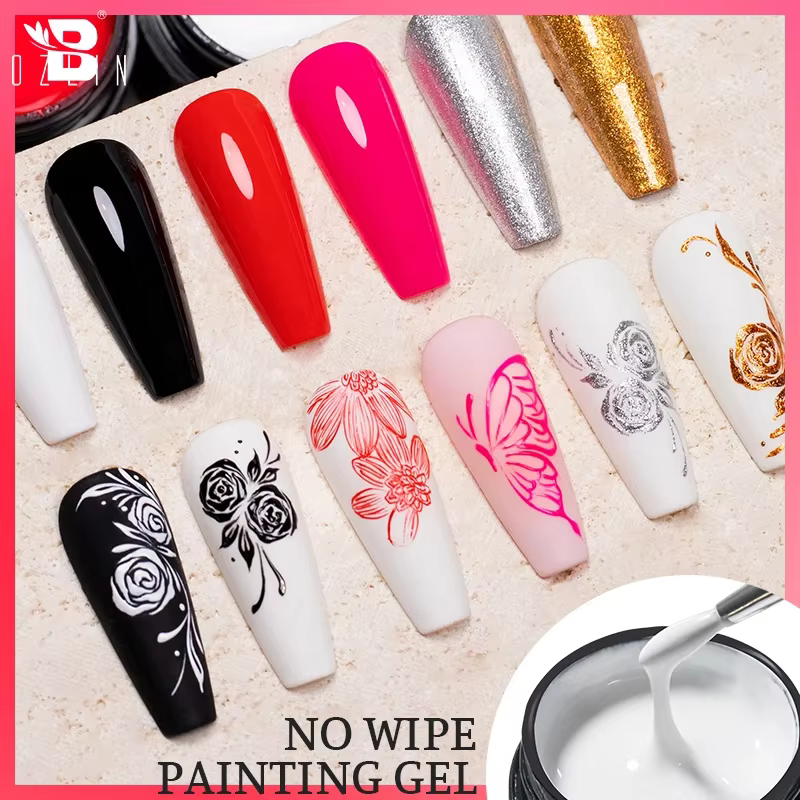 AWStorG 5g 4 en 1 Gel de Peinture Sans Essuyage Vernis Noir Blanc Couleur Liner