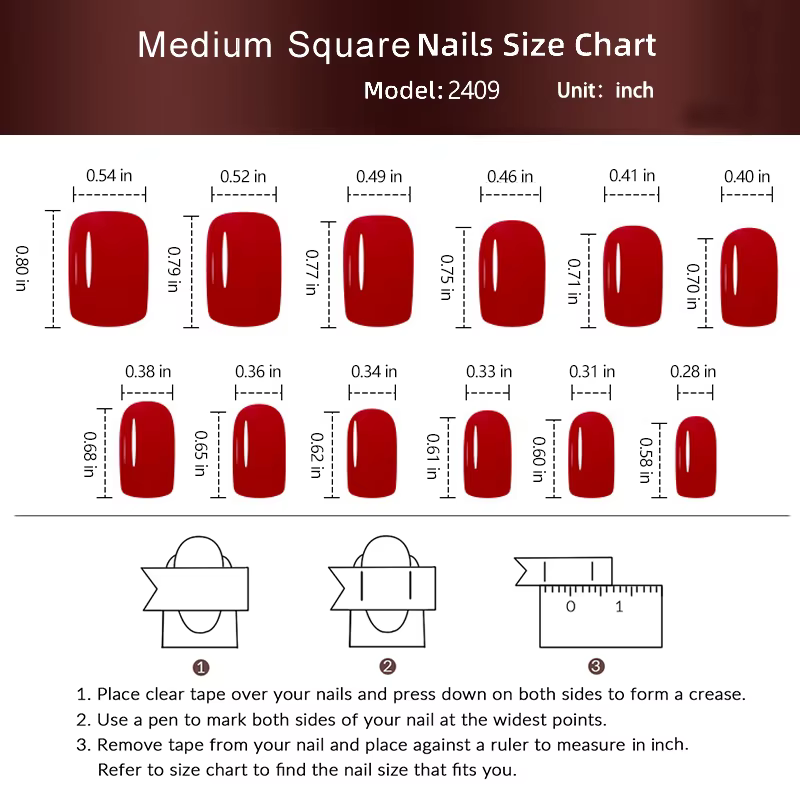 24 pièces brillant moyen carré presse sur ongles rose Style français faux