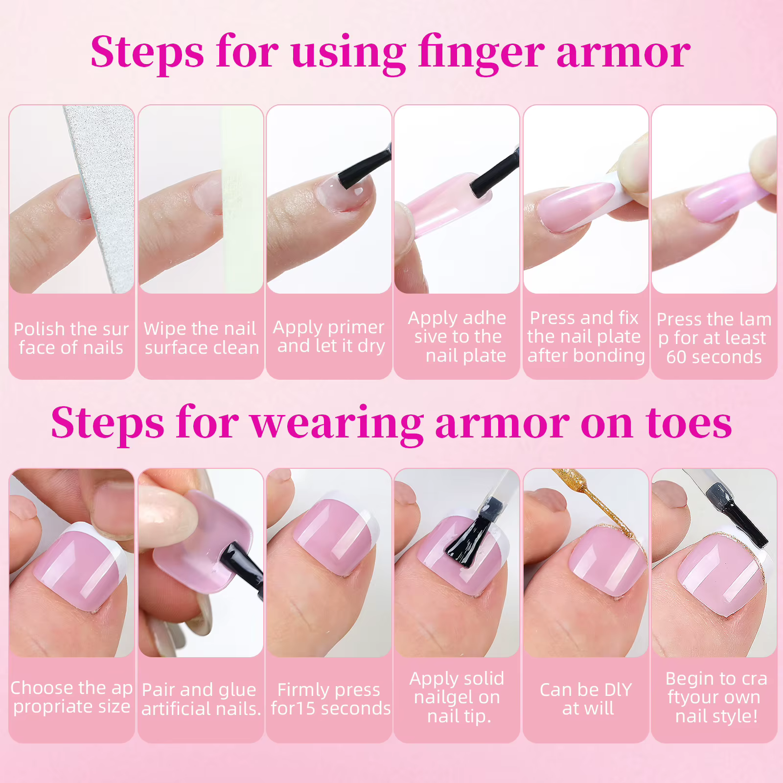 Ensemble d'ongles français pour les mains et les pieds
