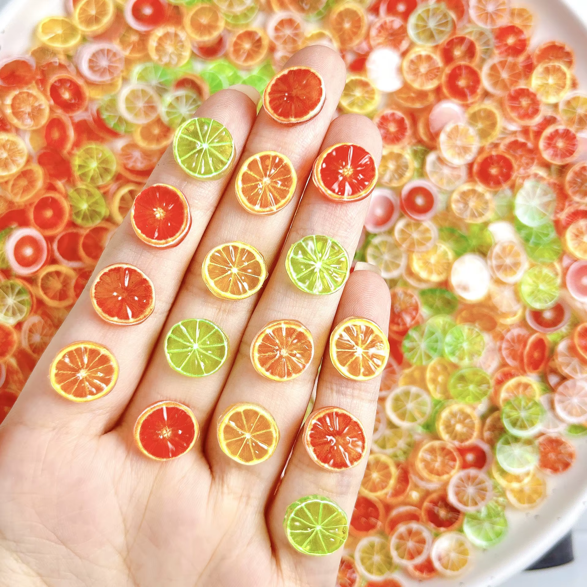 Pièces de breloques pour ongles en résine de citron