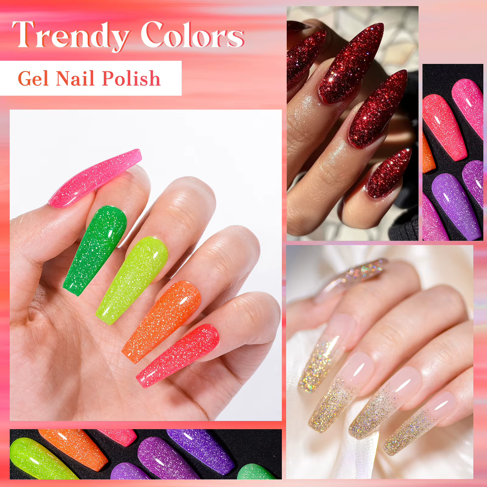 8/12 pièces paillettes Gel vernis à ongles ensemble