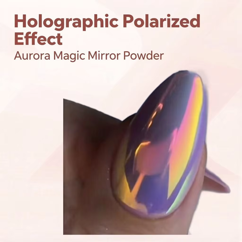 Poudre de pigment pour ongles effet miroir arc-en-ciel Aurora Opale en vrac