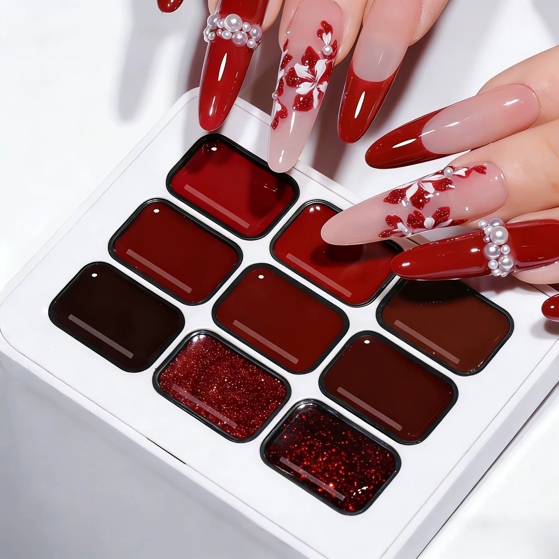 Ensemble de vernis à ongles rouge uni 9 couleurs