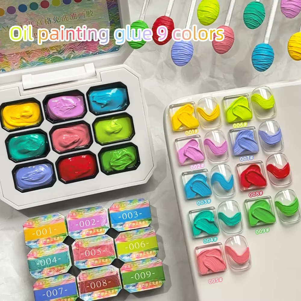 Dopamine Fluorescence peinture à l'huile colle 9 couleurs ensemble manucure Art décorer Design bricolage haute Saturation peint sculpté Nail Art