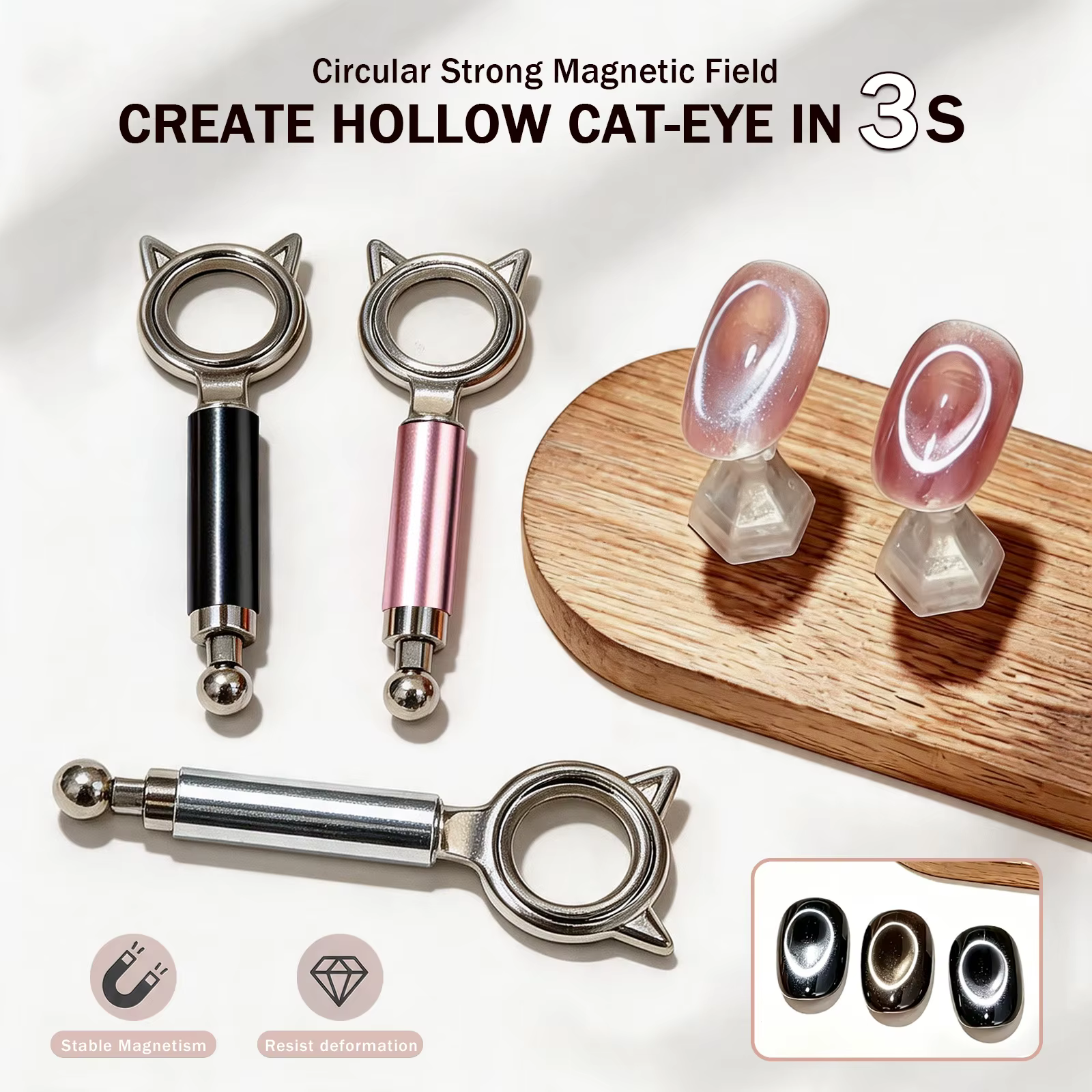 Stylo magnétique pour gel œil de chat en forme d'oreilles de chat