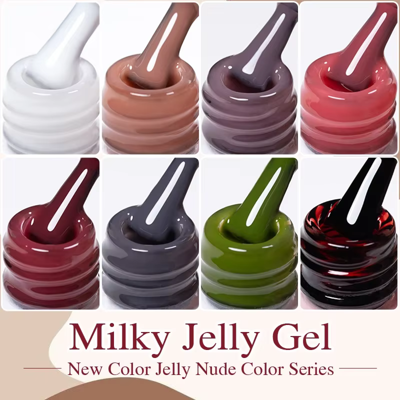 Vernis à ongles Gel gelée laiteuse 7.5ml translucide blanc laiteux couleur rose Gel