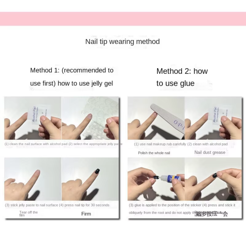 Printemps Fille Blush Manucure Perle Tulipe Carré Faux Ongles Rose Doux Fait À La Main Nail Art Patchs