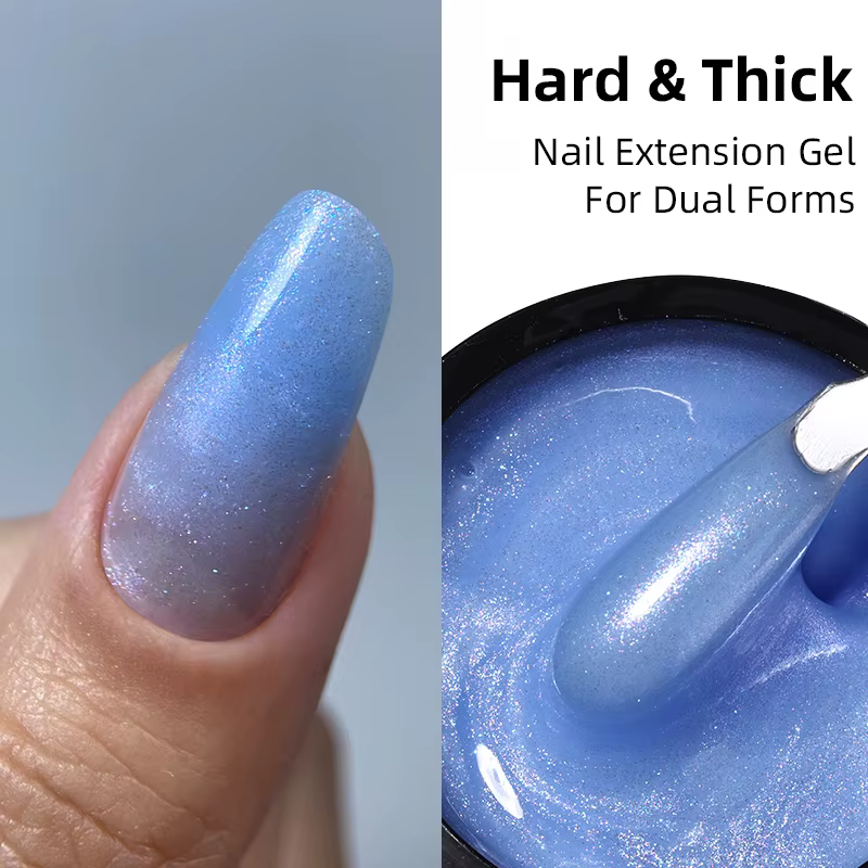 MSAHRE 50g bleu miroitant Gel Extension d'ongle français blanc couverture constructeur Gel