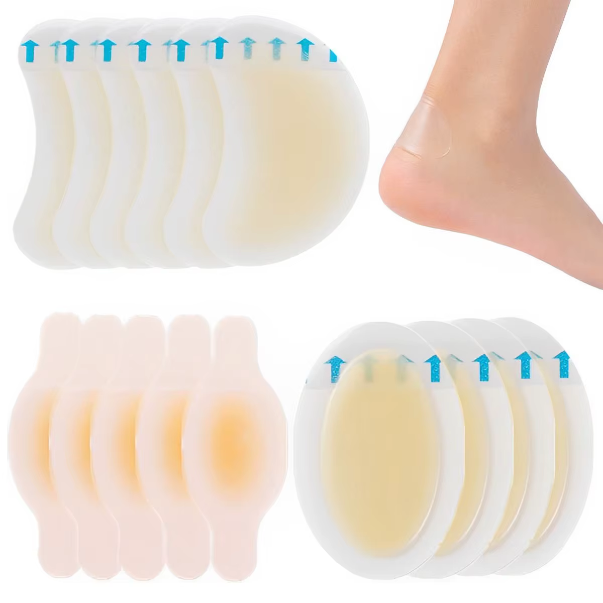 Plâtres pour blister, 15 pièces, Gel hydrocolloïde Invisible, Bandages pour blister, coussin pour talon, pied, orteils et protection de la peau