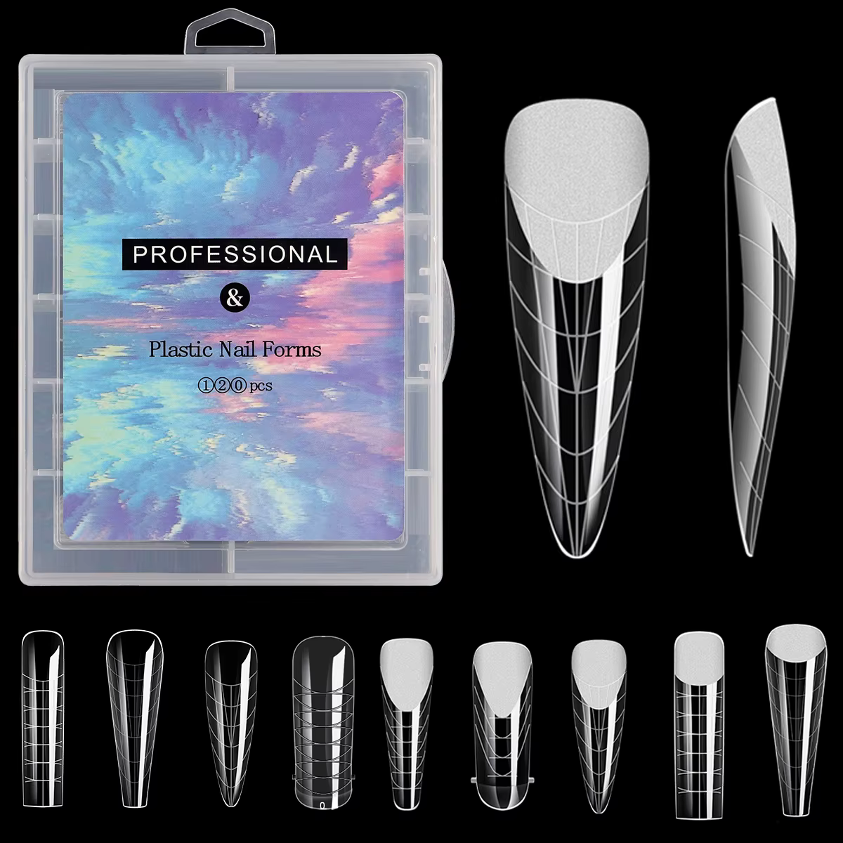 120 pièces/ensemble clair double formes faux ongles couverture complète construction rapide Gel moule conseils