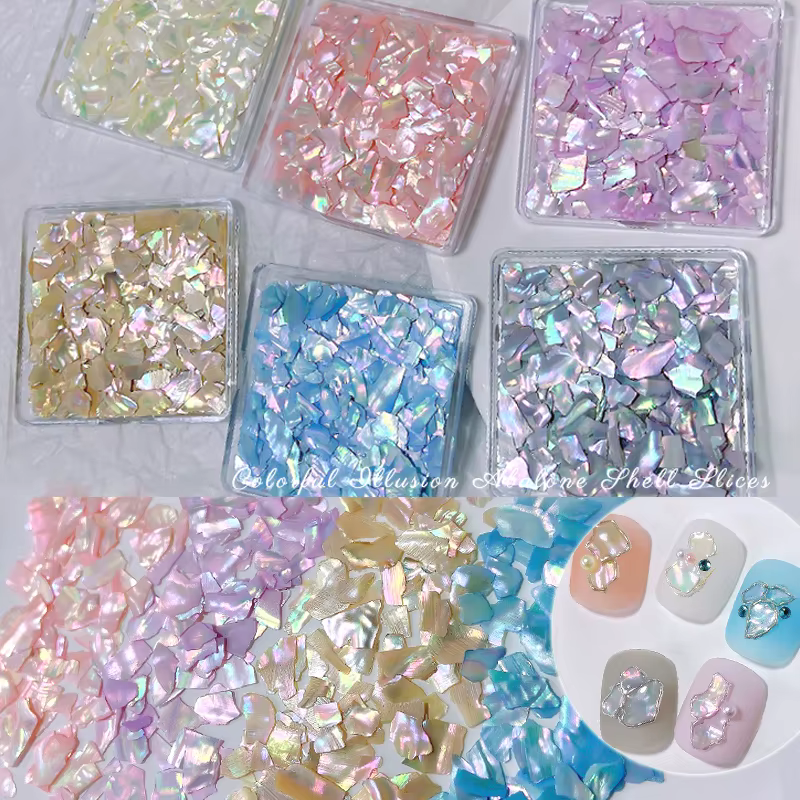 Aurora-Flocons de Coquillage N64.Décorations de miles, Ormeau Naturel, Tranche Irrégulière, Coquillages Minces, Pierre de Mer, Accessoires de Manucure pour Nail Art
