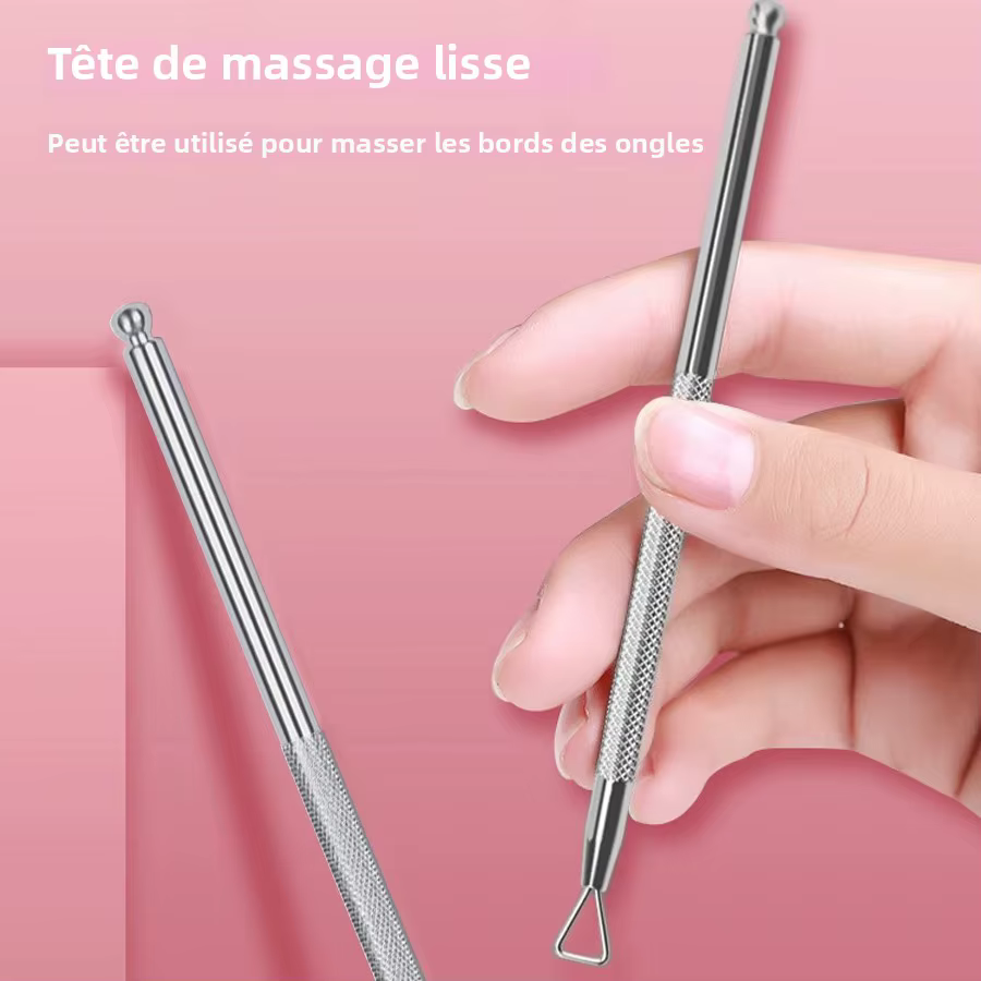 Outil holographique argenté pour enlever le vernis à ongles en acier inoxydable