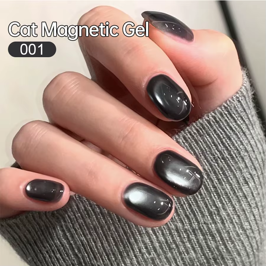 QAZIXU 10ml Vernis à ongles gel effet œil de chat noir