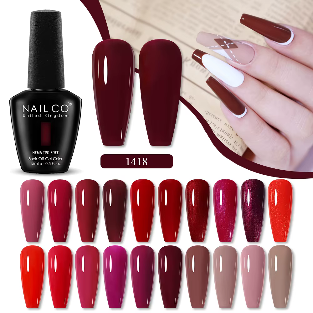 NAILCO 15ml vin rouge couleur série Gel vernis à ongles Hema Tpo gratuit UV Gellak conception laque couche de Base