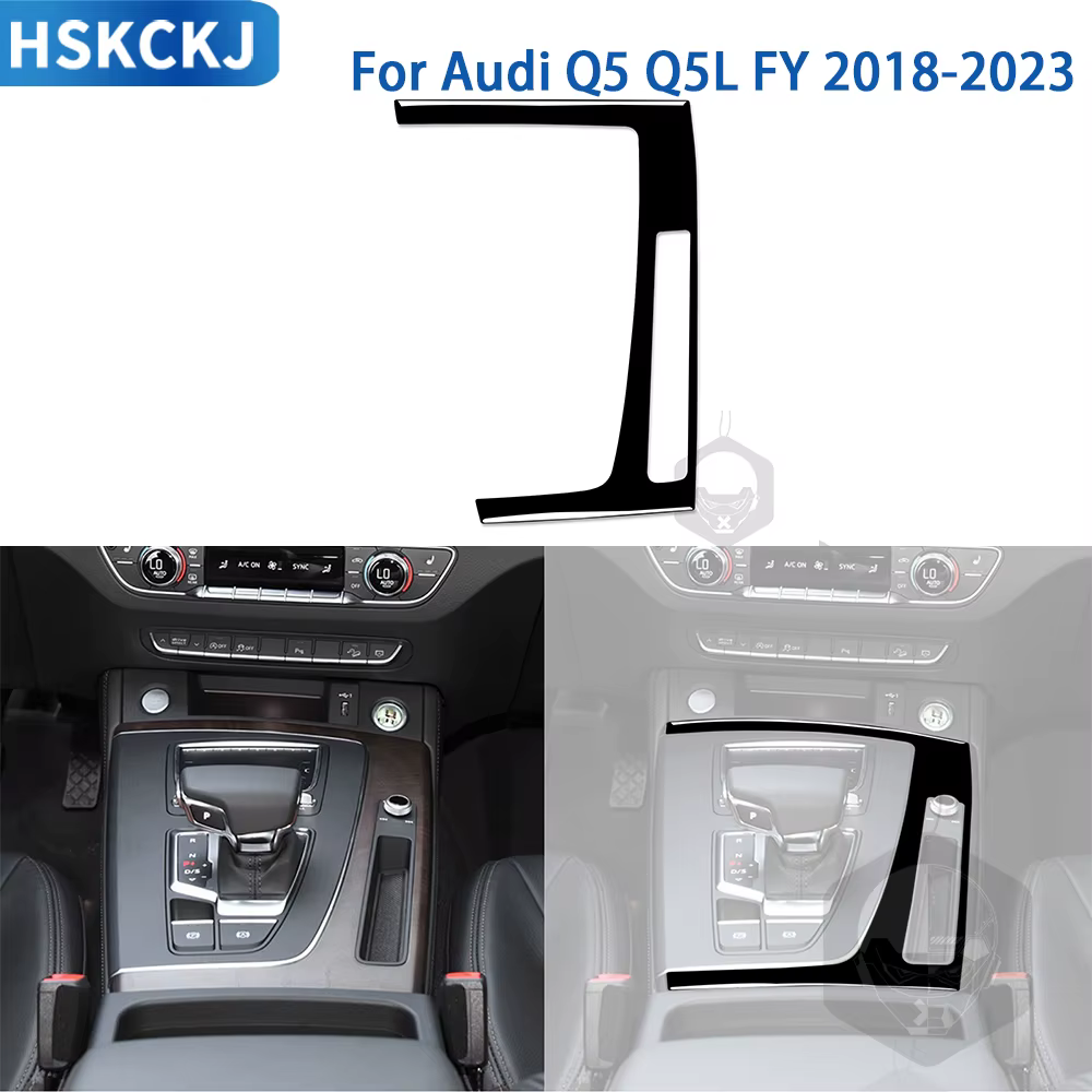 Couverture de cadre extérieur de changement de vitesse intérieur noir piano, autocollant de garniture, modification, accessoires de voiture, Audi Q5, Q5L, FY, 2018-2023