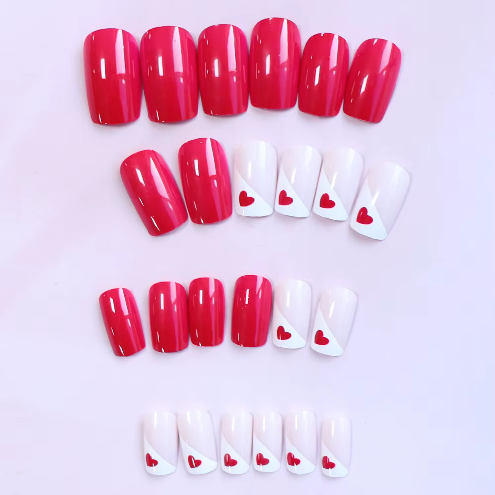 ARTAUG 24 pièces court carré presse sur ongles violet rose