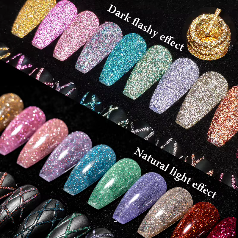 2/4/6 pièces réfléchissant paillettes Liner Gel vernis à ongles ensemble tirer ligne Graffiti peinture rayure bricolage