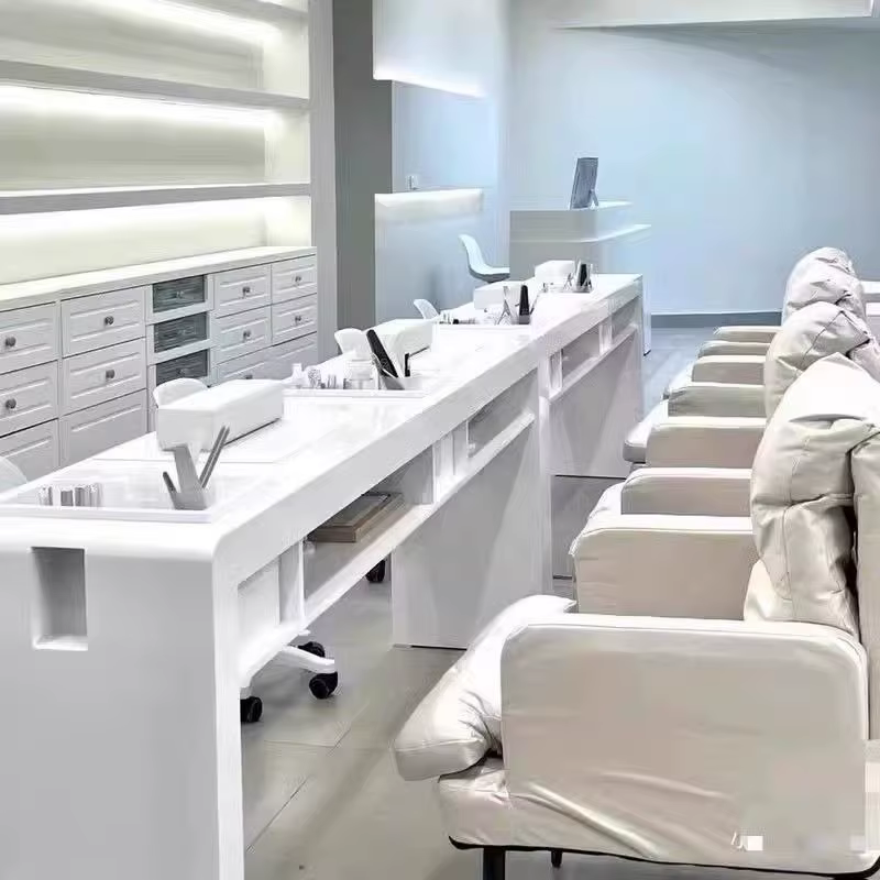 Poste de travail pour femmes, support de bureau pour ongles, accoudoir, aspirateur, organisateur de maquillage, bureau à ongles, Design de luxe, meubles de manucure Mesa Para