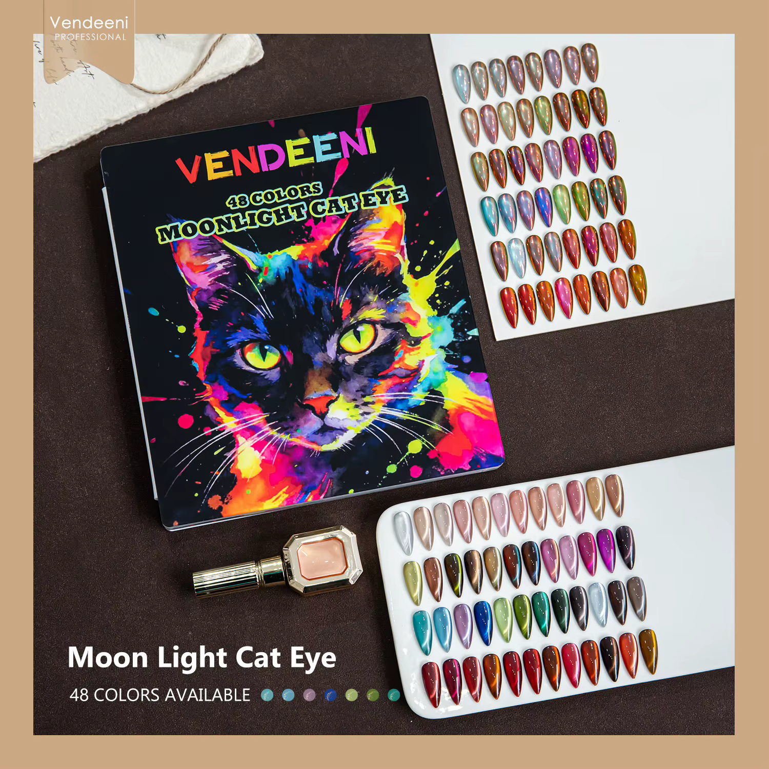 Vendeeni Nouveau Kit de Gel Effet Œil de Chat Clair de Lune 48 Couleurs avec Nuancier