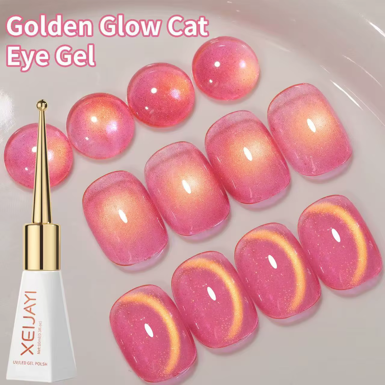 XEIJAYI 10Ml Gel pour ongles oeil de chat Gel magnétique-Gel LED UV holographique réfléchissant utilisé pour les Salons