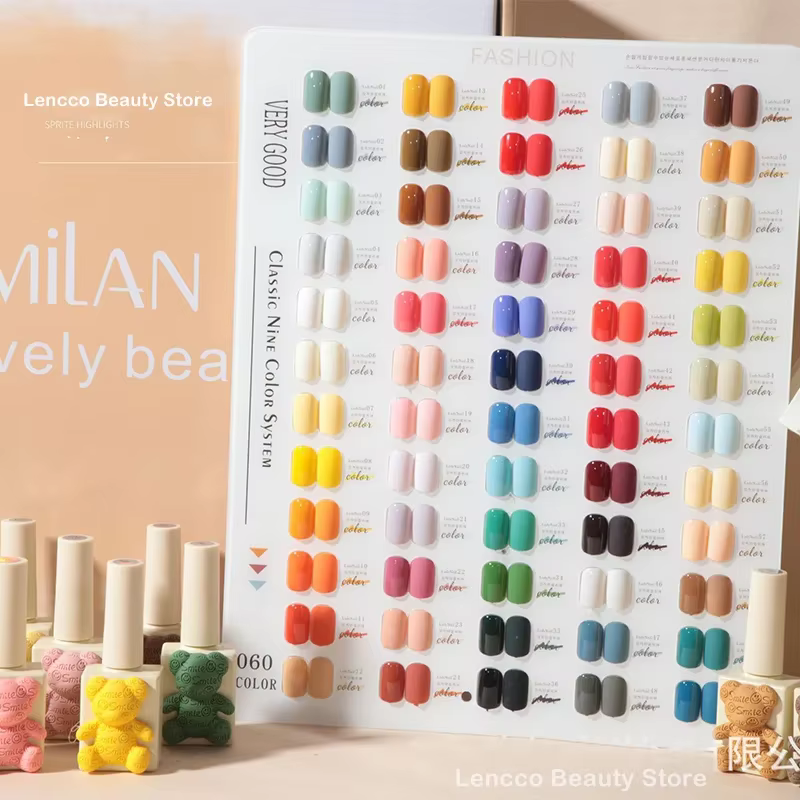 Milan Bear 60 couleurs Gel vernis à ongles ensemble avec carte Gel vernis ensemble facile à tremper 15ml Gel vernis à ongles Kit Salon de manucure professionnel