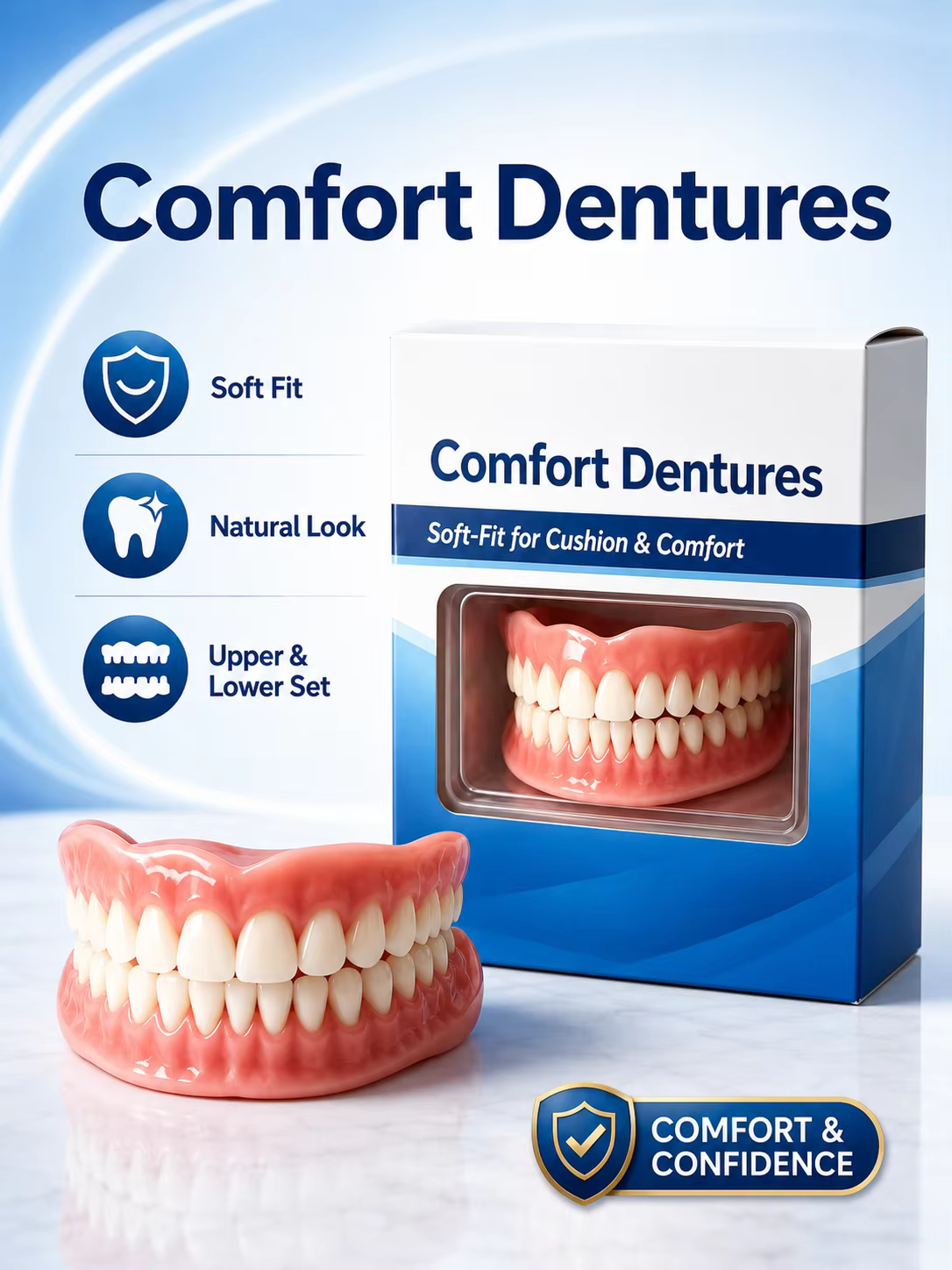 Dents artificielles, prothèses dentaires instantanées, solution naturelle pour les dents manquantes, ajustement confortable, utilisation facile, kit dentaire