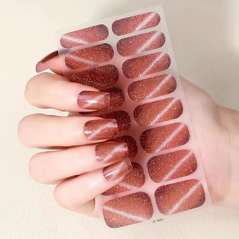 Autocollants pour ongles en Gel auto-adhésif rose
