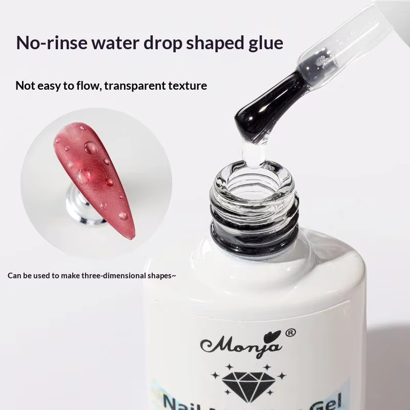 Gel à ongles avec design goutte d'eau 3D, finition durable haute transparence pour les passionnés de manucure