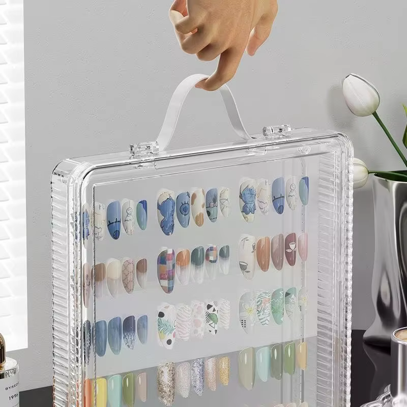 Boîte de rangement vide, ensemble d'emballage pour faux ongles, organisateur de manucure, fournitures pour ongles avec ruban adhésif Double face