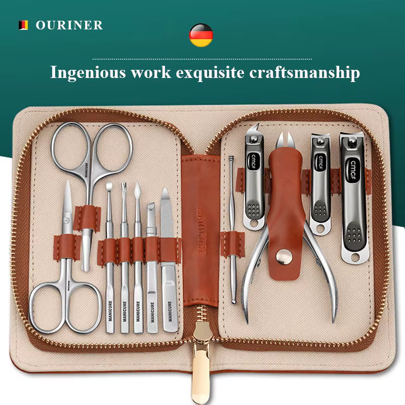 Kit de Manucure avec Coupe-Ongles Gris Morandi