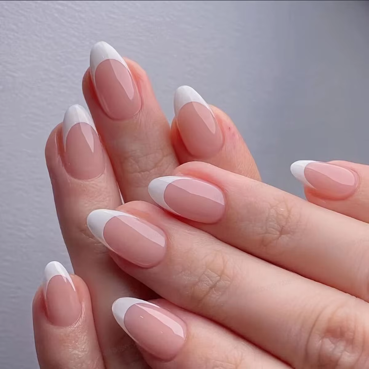 120/240/360 pièces boîte brillant doux Gel rose français ongles conseils moyen amande blanc Simple presse