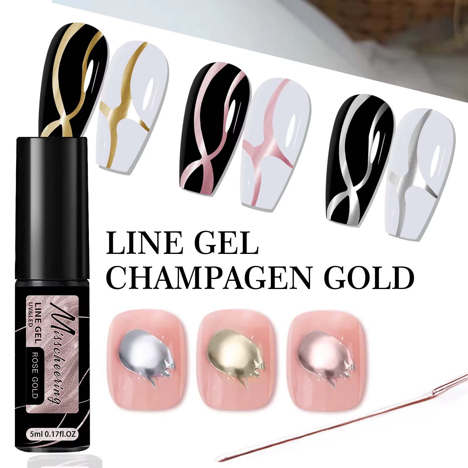 Vernis à ongles Gel à revêtement métallique or argent, effet métallique miroir chromé, Super lumineux, UV LED française, Semi-Permanent