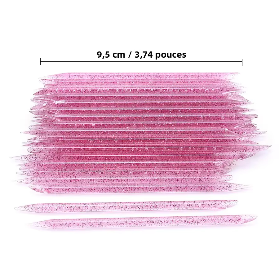 10/50/100 pièces bâton de cristal réutilisable Double extrémité Nail Art poussoir à cuticules outil de retrait de cuticu