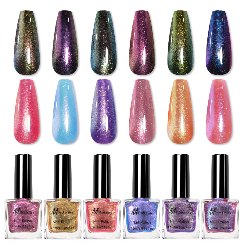 Verhéritage à ongles caméléon nacré, vernis à ongles huileux scintillant, sans pelage, sans odeur, sans décoloration, vernis à ongles sans lampe, salon