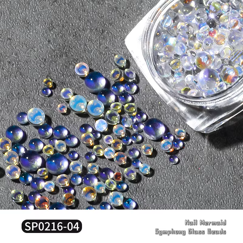 1 Boîte de Breloques pour Ongles Larmes de Sirène Arc-en-ciel