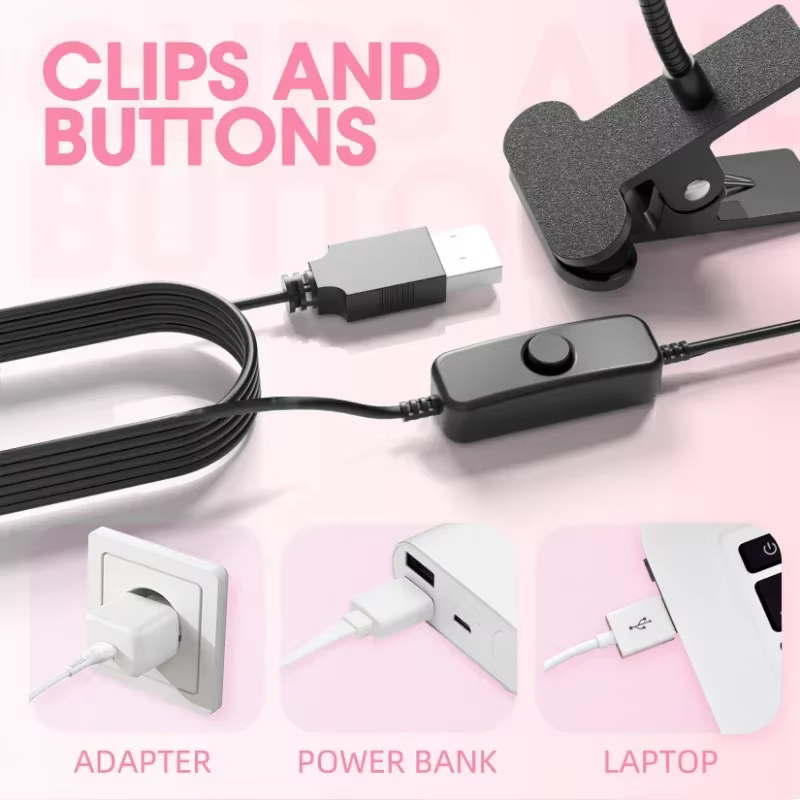 Sèche-ongles lumière UV lampe à ongles 395nm longueur d'onde Clip-on bureau Mini USB