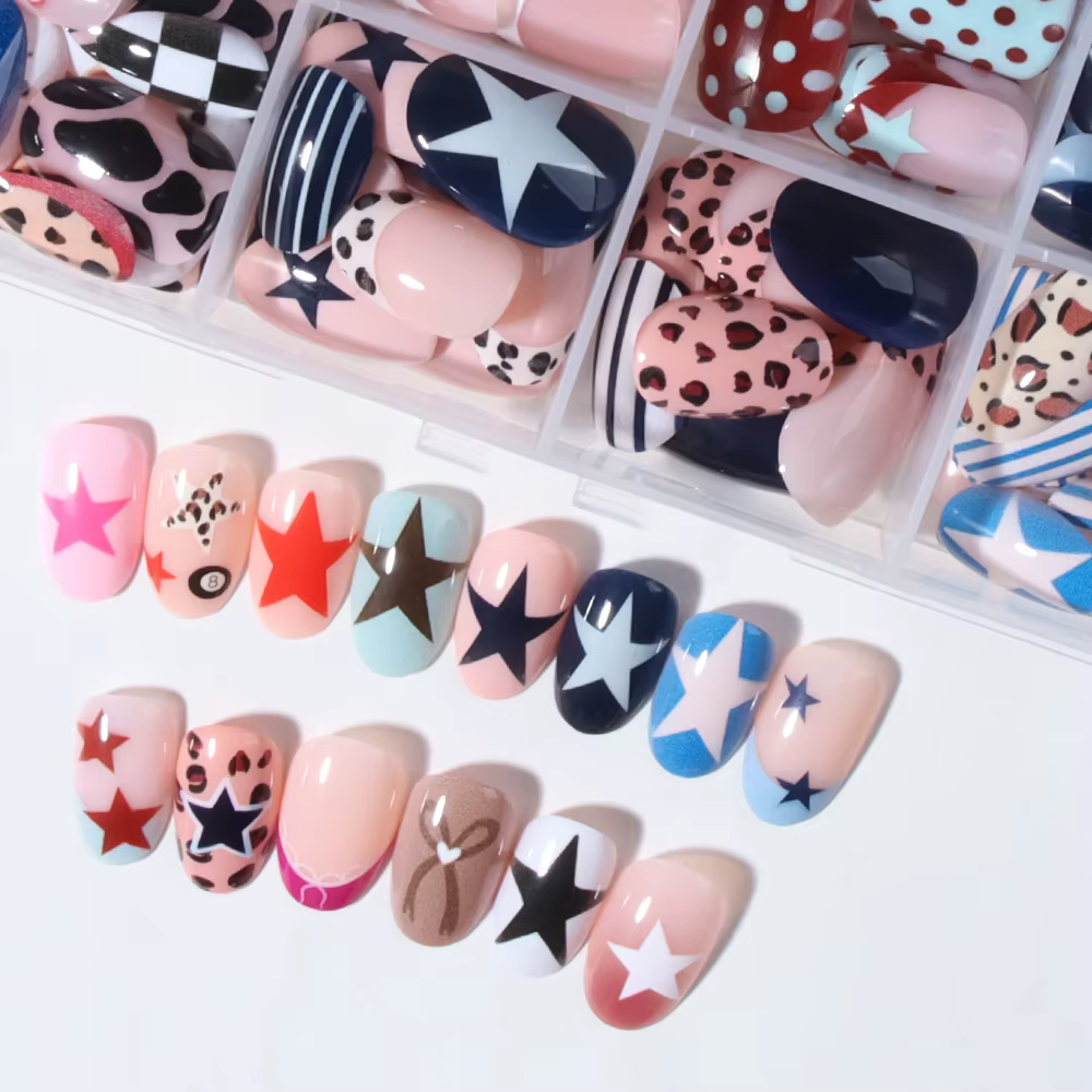 288 pièces (12 mélangés) ongles à huit boules