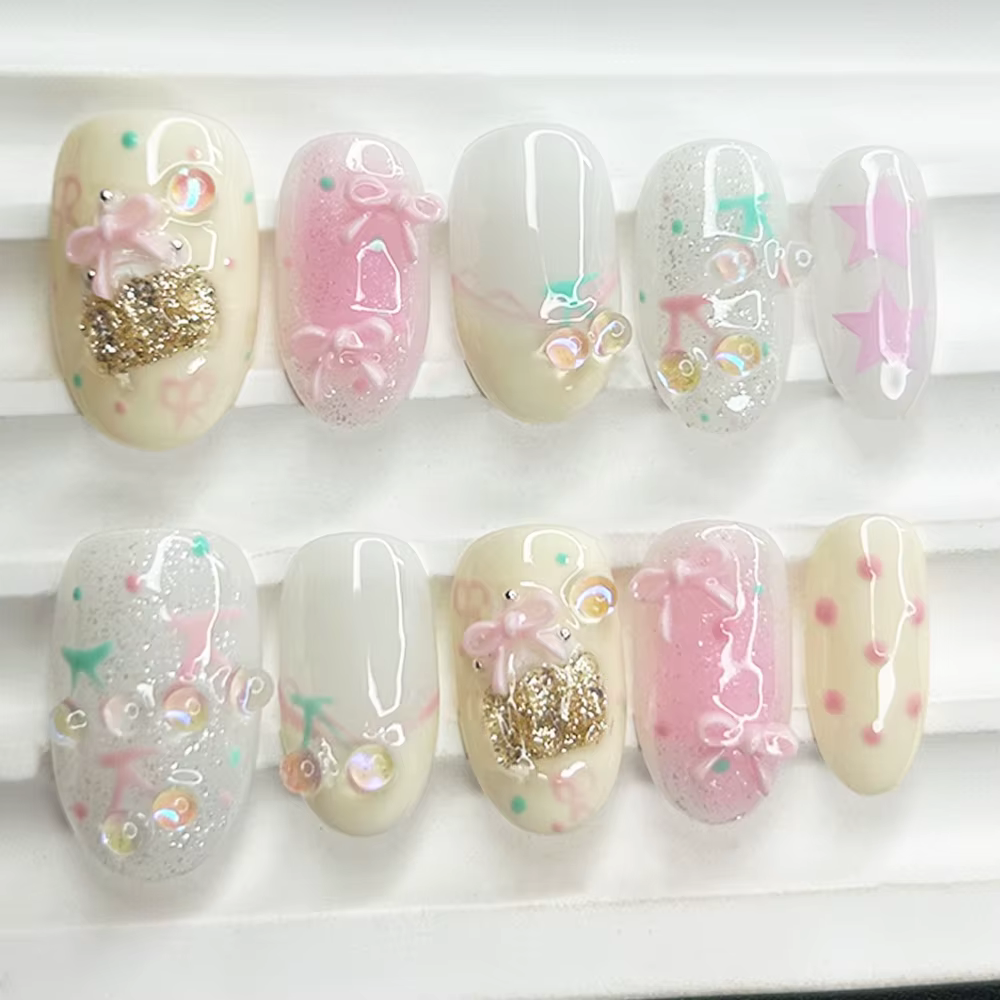 Collection de faux ongles à presser faits main
