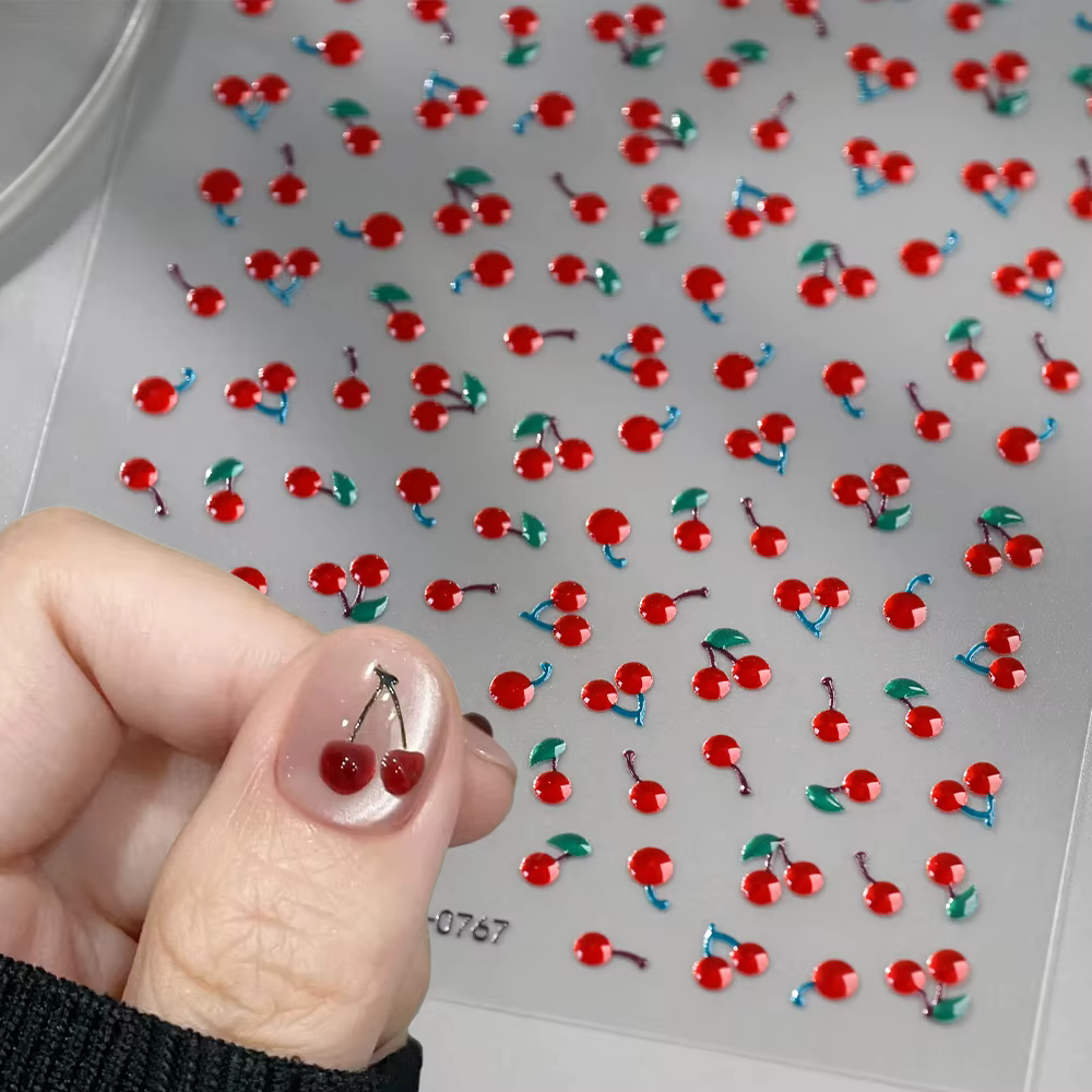 1/2 pièces Autocollants 5D en cristal rouge pour ongles