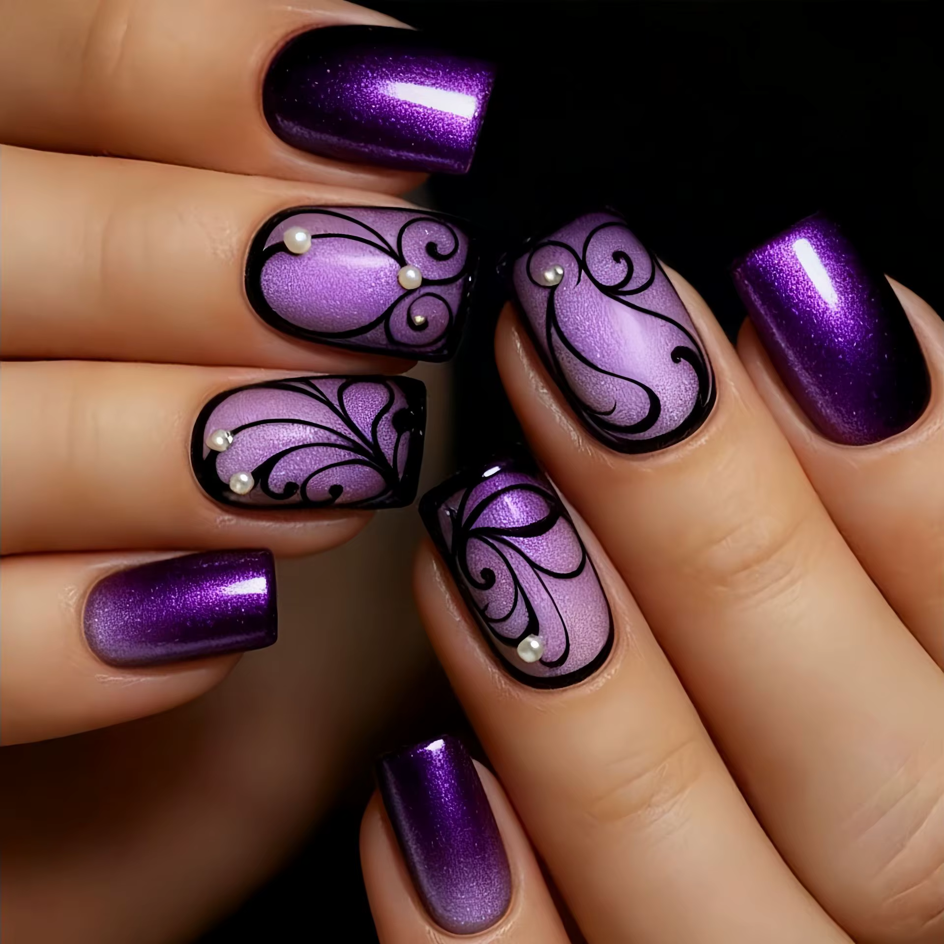 Faux ongles carrés moyens pour femmes et filles